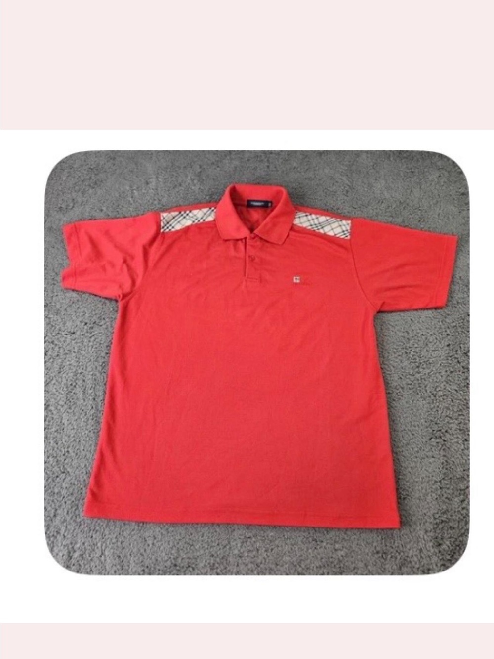 Burberry - Classic Red Polo Shirt with Patterned Shoulder Panels